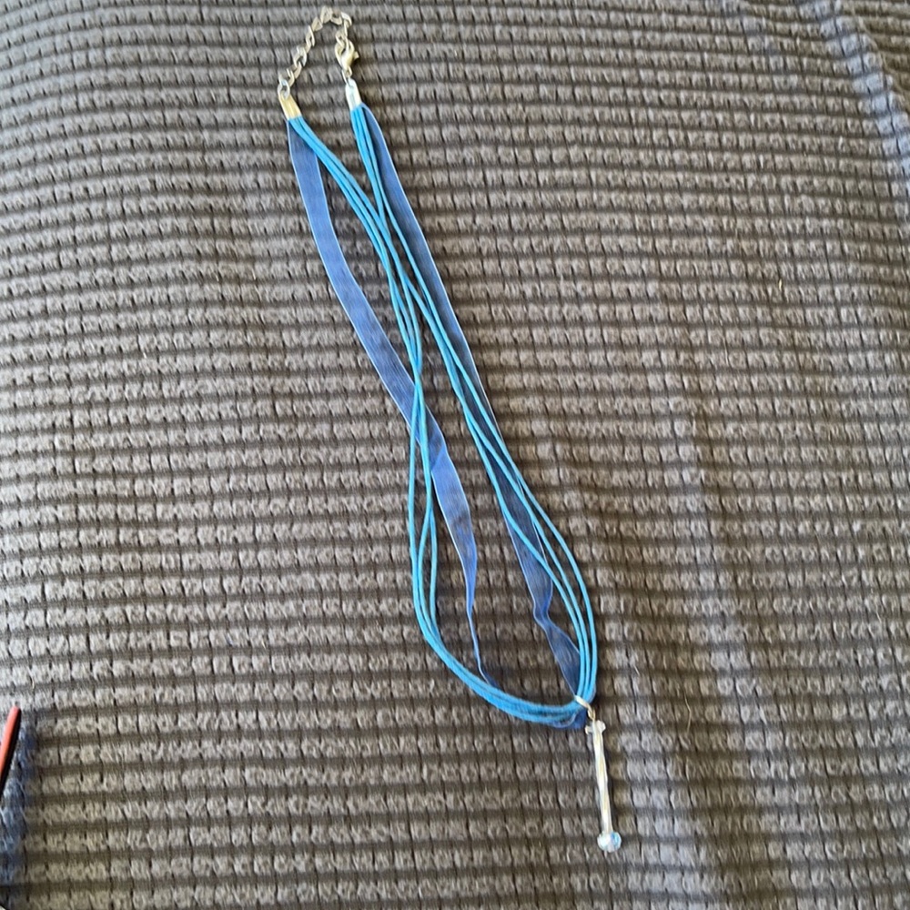 Blue baton necklace
